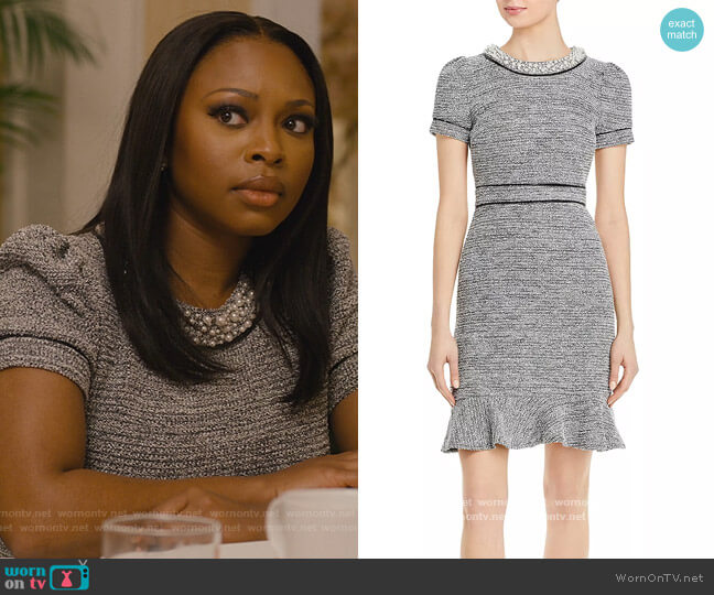 WornOnTV: Jill’s gray tweed pearl embellished dress on Queens | Naturi ...