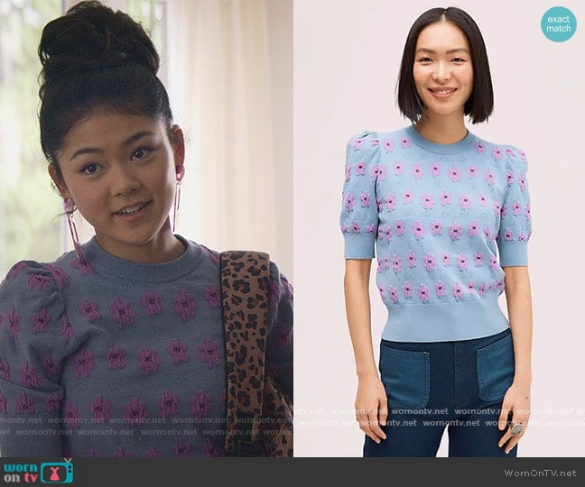 Marker Floral Sweater by Kate Spade worn by Claudia Kishi (Momona Tamada) on The Baby-Sitters Club