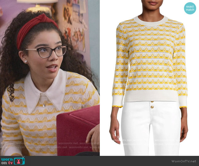 Mary-Anne’s yellow pointelle knit sweater on The Baby-Sitters Club