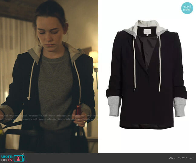 Khloe Hooded Blazer Jacket by Cinq a Sept worn by Love Quinn (Victoria Pedretti) on You