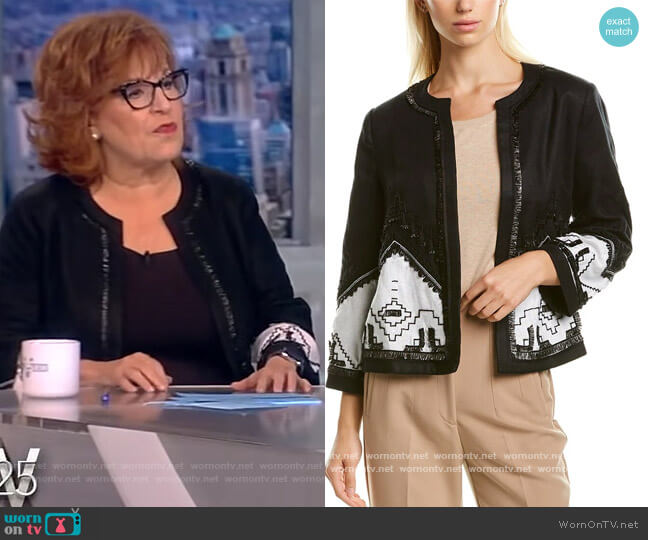 Contrast Linen-Blend Embroidered Jacket by Kobi Halperin worn by Joy Behar on The View