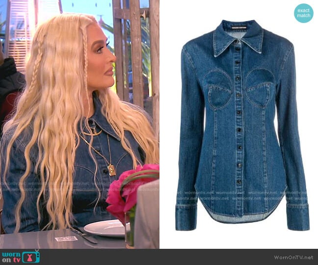 Button-Down Denim Shirt by Kwaidan Editions worn by Erika Jayne on The Real Housewives of Beverly Hills