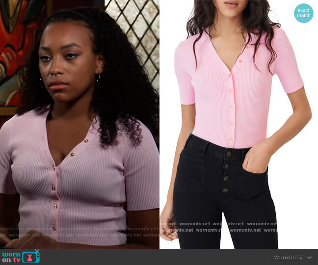 WornOnTV: Trina’s pink ribbed short sleeve sweater on General Hospital ...