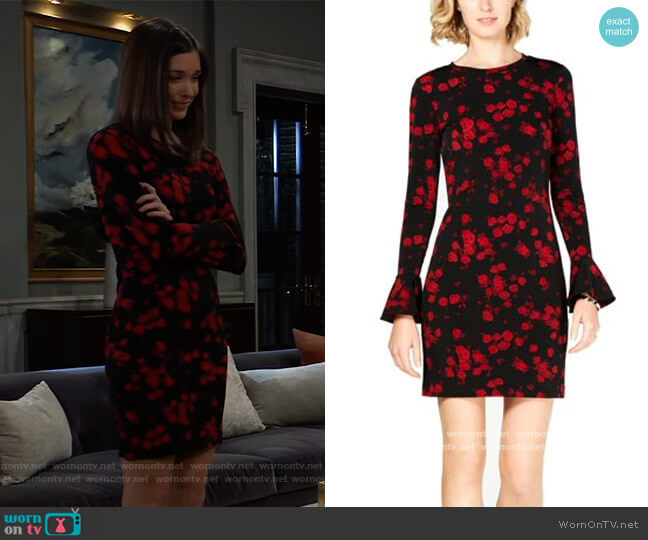 Eden Floral Print Bell Sleeves Flounce Dress by MICHAEL Michael Kors worn by Willow Tait (Katelyn MacMullen) on General Hospital