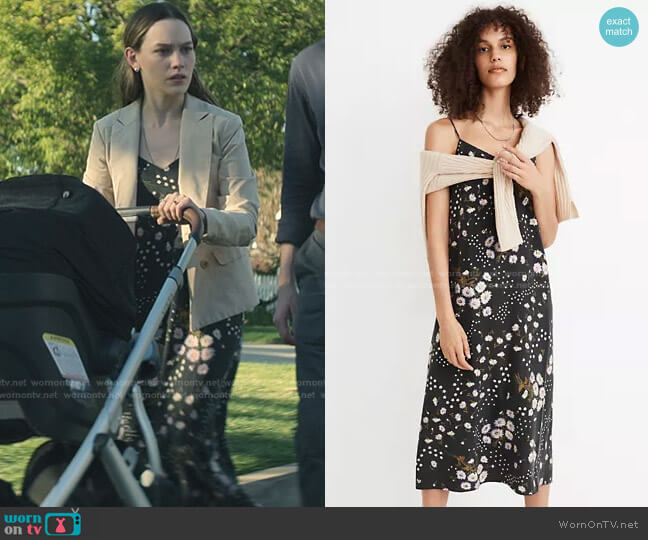 Silk Eva Slip Dress in Polka Daisies by Madewell worn by Love Quinn (Victoria Pedretti) on You