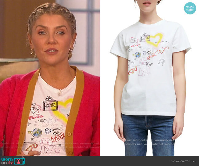 Toujours Cotton Graphic Tee by Maje worn by Amanda Kloots on The Talk