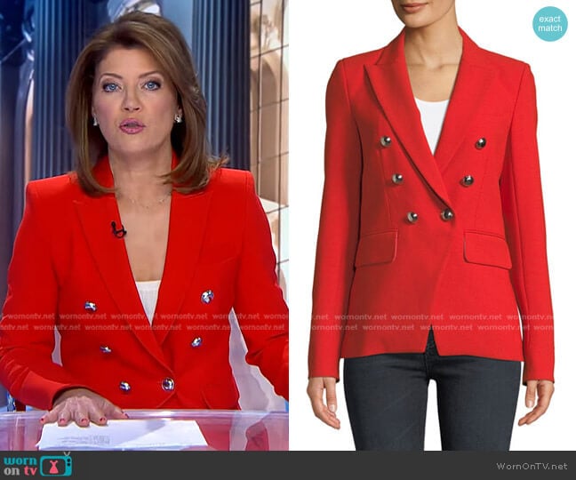 WornOnTV: Norah’s red double breasted blazer on CBS Evening News ...