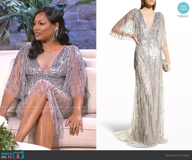 Sequin Illusion Gown by Monique Lhuillier (shortened) worn by Garcelle Beauvais on The Real Housewives of Beverly Hills