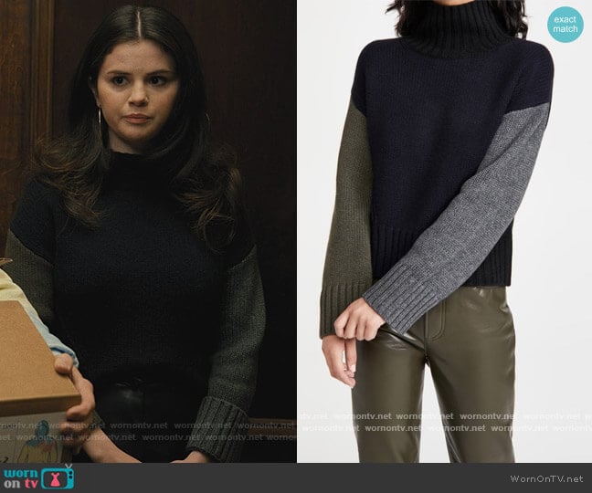 Colorblocked Crop Turtleneck by Naadam worn by Mabel Mora (Selena Gomez) on Only Murders in the Building