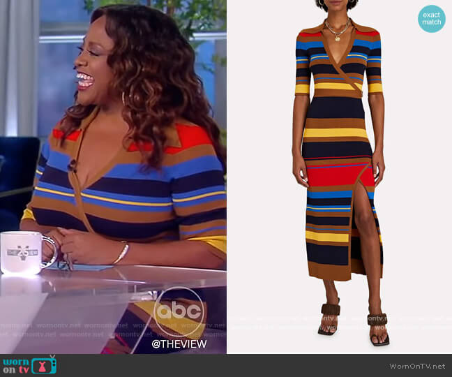 Joanna Striped Rib Knit Wrap Dress by Nicholas worn by Sherri Shepherd on The View