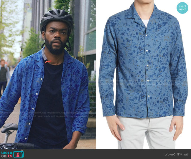 Dario Floral Cotton & Linen Button-Up Shirt by Officine Generale worn by Marcus Watkins (William Jackson Harper) on Love Life