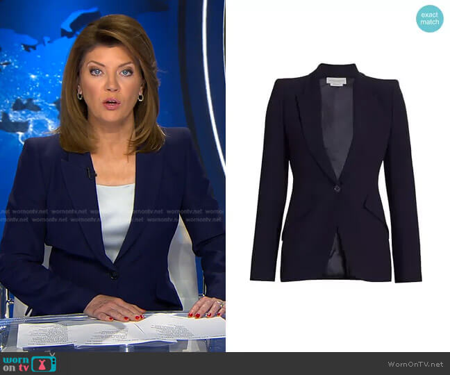 One-Button Jacket by Alexander McQueen worn by Norah O'Donnell on CBS Evening News