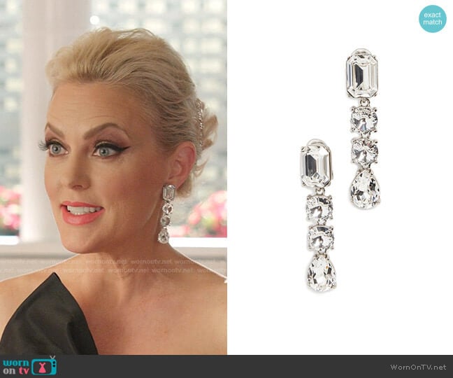 Classic Crystal Large Drop Earrings by Oscar de la Renta worn by Alexis Carrington (Elaine Hendrix) on Dynasty