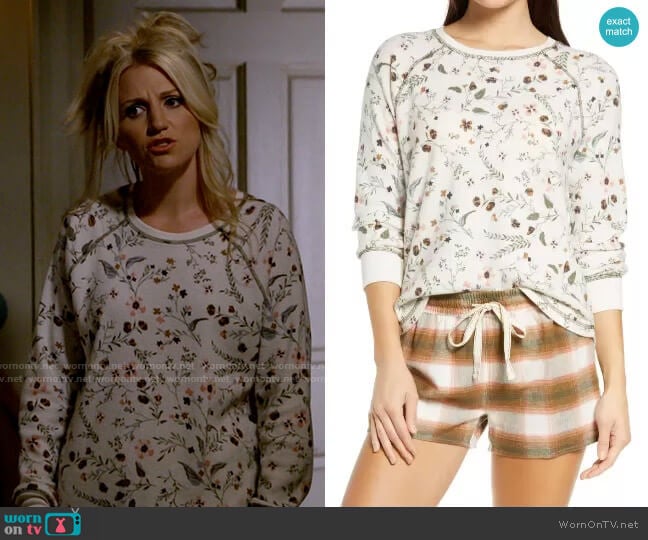 PJ Salvage Floral Print Pajama Top  worn by Gina Dabrowski (Annaleigh Ashford) on B Positive