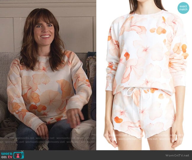 Daytona Sweatshirt by Paige worn by Marina (Karla Souza) on Home Economics