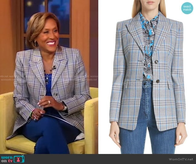 Plaid Pressed Wool Blazer by Michael Kors worn by Robin Roberts on Good Morning America