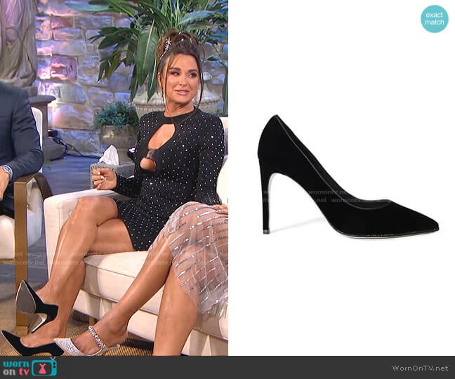 Grace Velvet Pumps by Rene' Caovilla worn by Kyle Richards on The Real Housewives of Beverly Hills