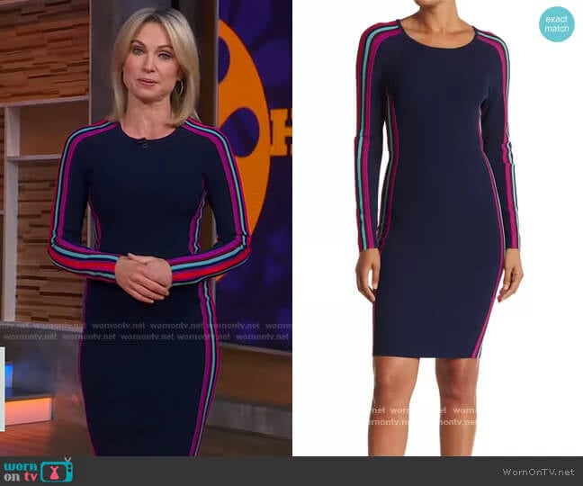 Racer Stripe Dress by Milly worn by Amy Robach on Good Morning America