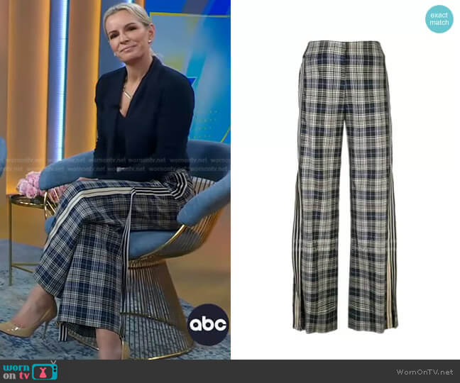 Racing Stripe Vintage Plaid Trousers by Monse worn by Dr. Jennifer Ashton on Good Morning America