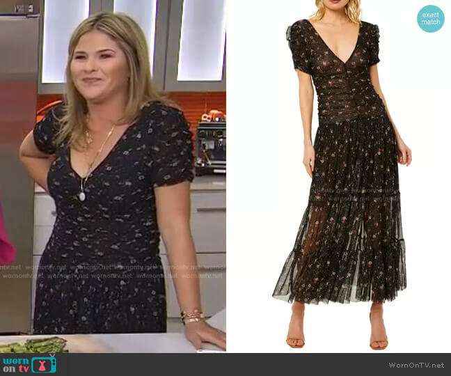 Rebecca Floral Mesh Dress by Misa Los Angeles worn by Jenna Bush Hager on Today