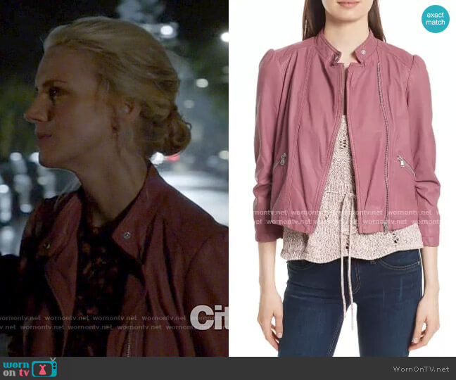 Rebecca Taylor Garment Washed Leather Moto Jacket worn by Sylvie Brett (Kara Killmer) on Chicago Fire