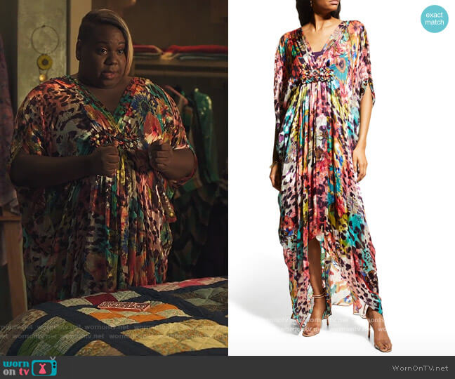 High-Low Chiffon Kaftan Gown by Rickie Freeman For Teri Jon