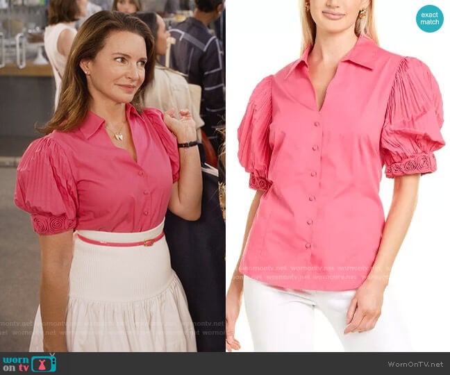 Go by Go Silk Rose Detail Shirt worn by Charlotte York (Kristin Davis) on And Just Like That