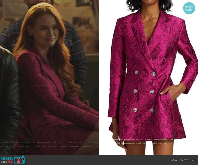 Newton Brocade Blazer Dress by Rotate Birger Christensen worn by Cheryl Blossom (Madelaine Petsch) on Riverdale