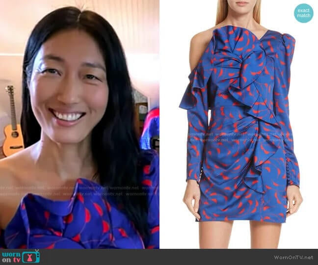 Ruffle Detail One-Shoulder Minidress by Self Portrait worn by Jihae on GMA