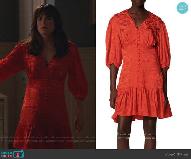 Floral Jacquard Silk Blend Dress by Sandro worn by Marina (Karla Souza) on Home Economics