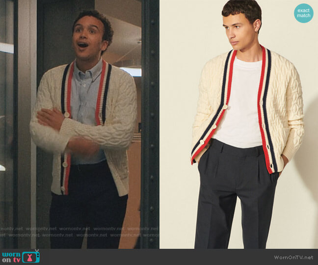 WornOnTV: Fredrick’s white contrast cable knit cardigan on Love Life ...