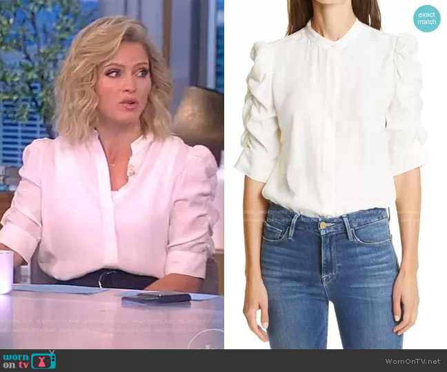 WornOnTV: Sara’s white puff sleeve blouse on The View | Sara Haines ...