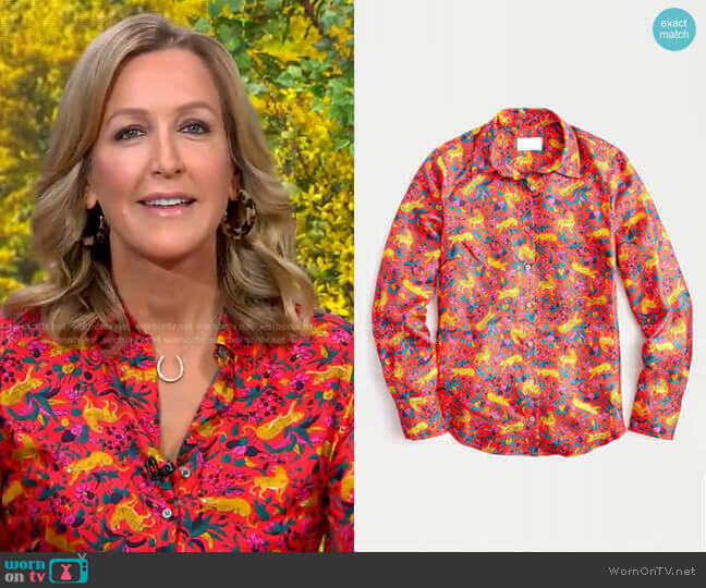 Silk Button-Up Shirt by J.Crew worn by Lara Spencer  on Good Morning America