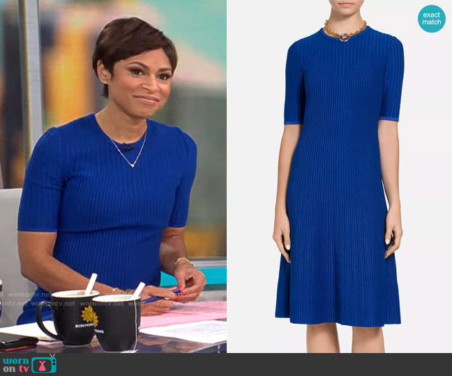 St John Collection Rib-Knit A-Line Dress worn by Jericka Duncan on CBS Mornings