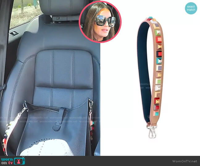 Strap You Multi Rainbow Stud Leather Guitar Bag Strap by Fendi worn by Lisa Barlow on The Real Housewives of Salt Lake City