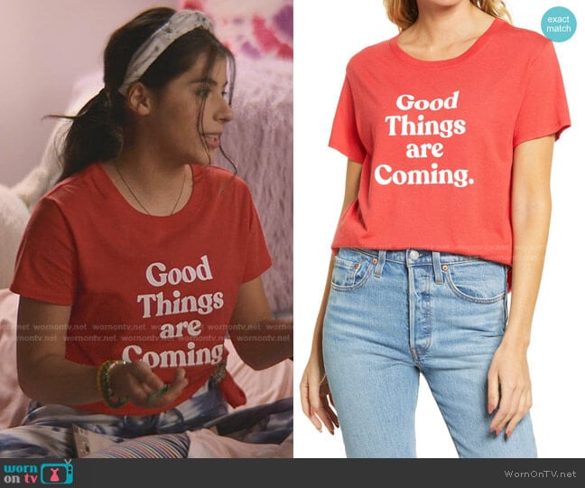 Good Things are Coming Graphic Tee by Sub Urban Riot worn by Dawn Schafer (Kyndra Sanchez) on The Baby-Sitters Club