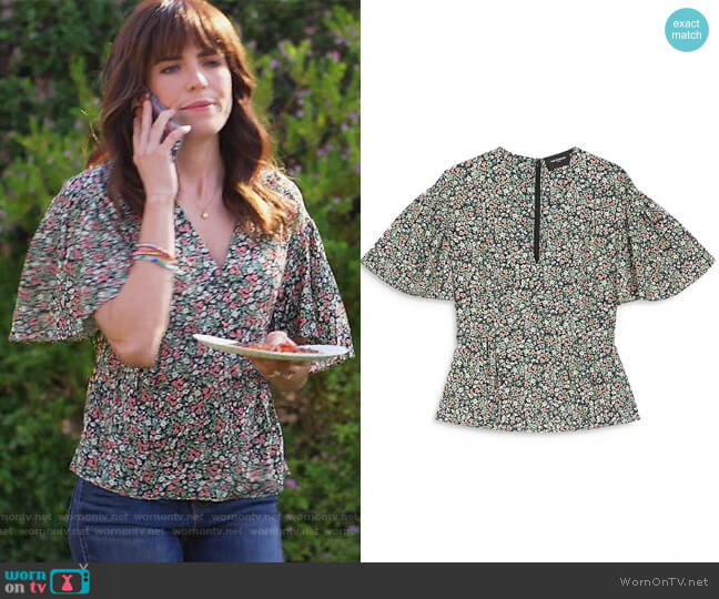 Floral Flowing Frilly Peplum Top by The Kooples worn by Marina (Karla Souza) on Home Economics