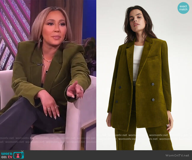 Green Double Breasted Jacket by The Kooples worn by Adrienne Houghton on The Real