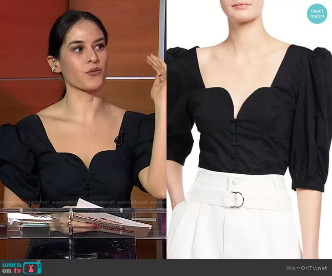 Thea Puff-Sleeve Oxford Top by Jonathan Simkhai Standard worn by Donna Farizan on Today