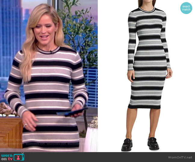 Striped Waffle-Knit Midi Dress by Theory worn by Sara Haines on The View