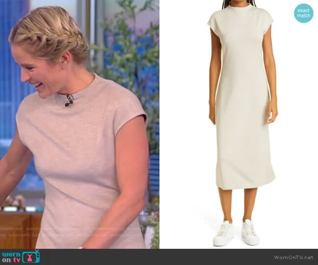 High Neck Cap Sleeve Midi Dress by Theory worn by Sara Haines on The View