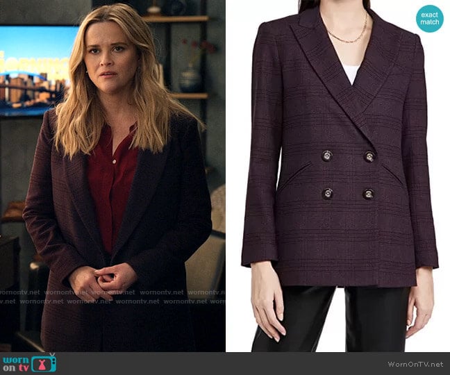 Veronica Beard Oria Aubergine Jacket worn by Bradley Jackson (Reese Witherspoon) on The Morning Show