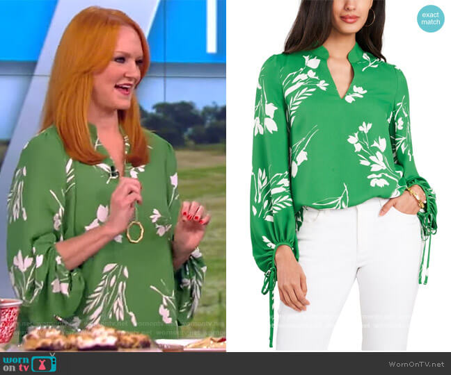 Floral Whispers Tie-Sleeve Blouse by Vince Camuto worn by Ree Drummond on The View