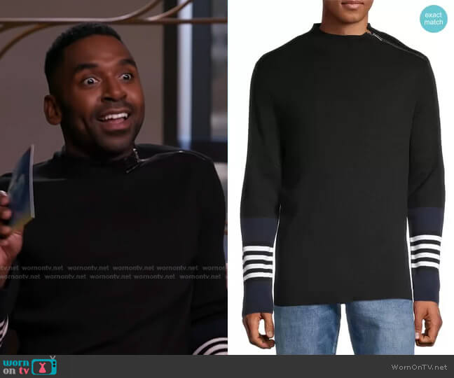 Zipper Neck Sweater by Karl Lagerfeld Paris worn by Justin Sylvester on E! News