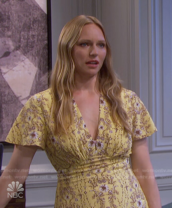 Abigail's yellow floral v-neck dress on Days of our Lives
