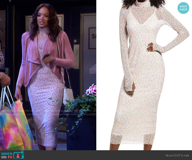 Shailene Sheer Long Sleeve Dress by AFRM worn by Lani Price (Sal Stowers) on Days of our Lives