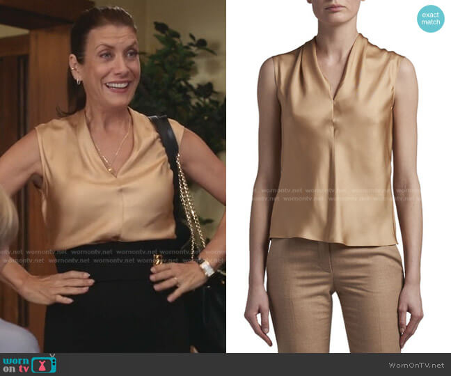 Eternal Silk Twill Sleeveless Shell by Agnona worn by Kate Walsh on Greys Anatomy