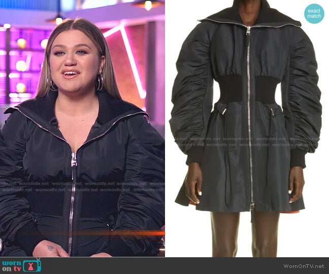 Long Sleeve Bomber Dress by Alexander McQueen worn by Kelly Clarkson on The Voice