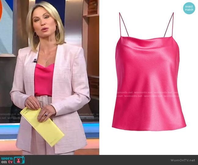 Harmon Drapey Slip Camisole by Alice + Olivia worn by Amy Robach on Good Morning America