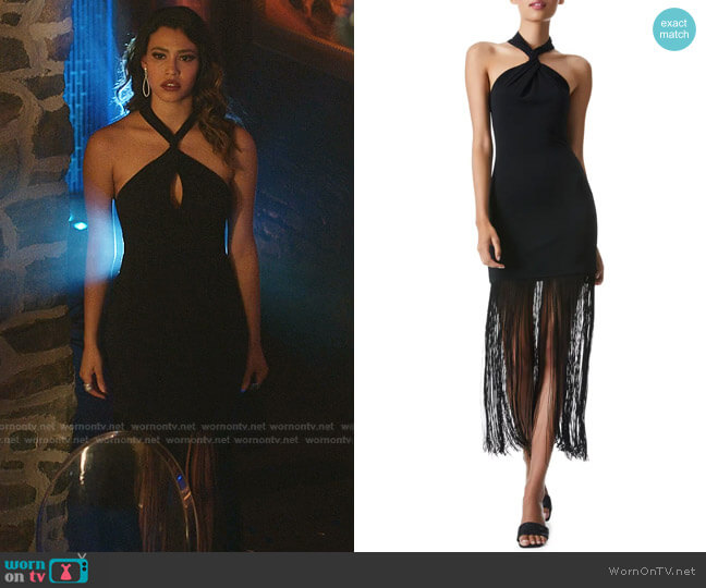 WornOnTV: Eva’s black fringed halter neck dress on Dynasty | Clothes ...